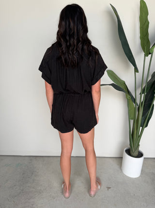 The Milan Linen Romper (Black)
