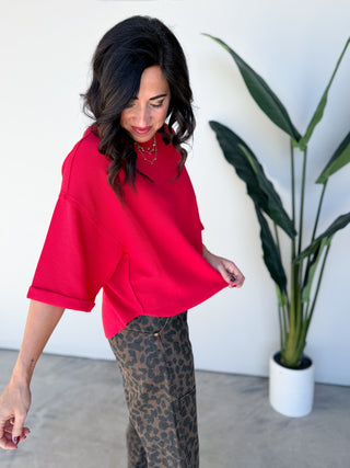 The Tavia Waffle Top (Red)