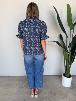 The Sylvie Floral Top (Blue)
