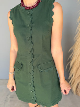 The Goldie Denim Dress (Forest)