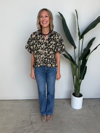 The Bernice Floral Top (Black)