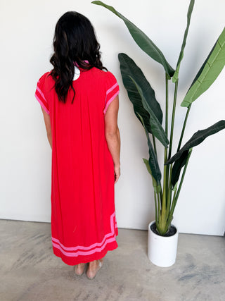 The Arbor Linen Dress (Red)
