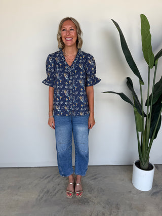 The Sylvie Floral Top (Blue)