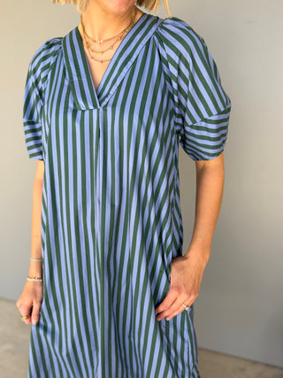 The Edna Striped Dress (Blue)