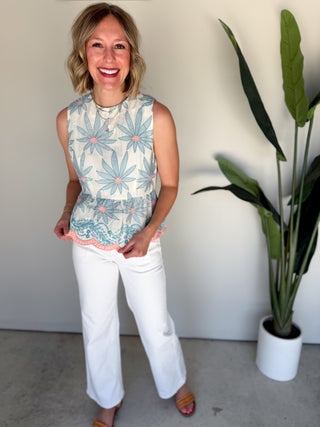 The Gardenia Embroidered Top (Blue)