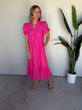 The Tariq Eyelet Dress (Pink)