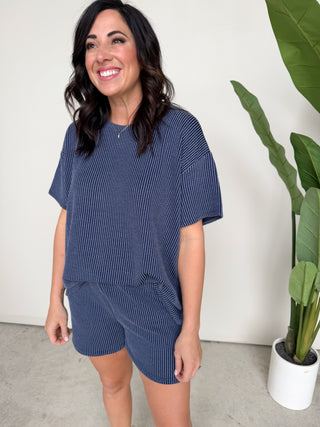 The Sutton Ribbed Set (Navy)