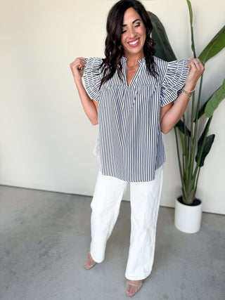 The Adelaide Striped Top (Black)