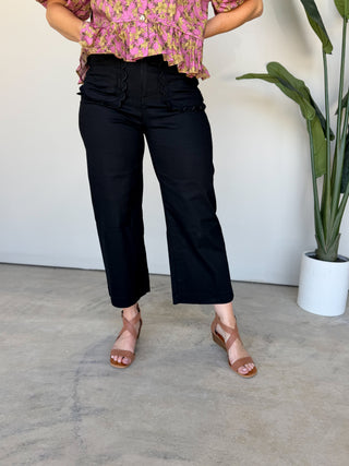 The Alma Scalloped Pants (Black)