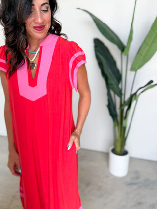 The Arbor Linen Dress (Red)