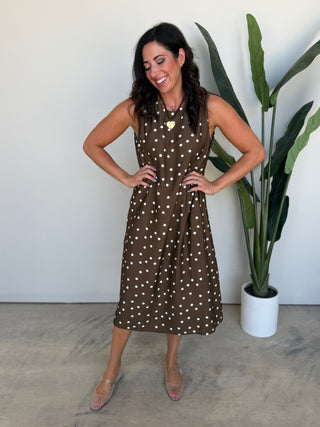 The Magda Polka Dot Dress (Brown)