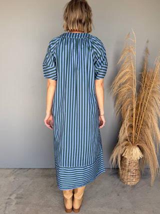 The Edna Striped Dress (Blue)