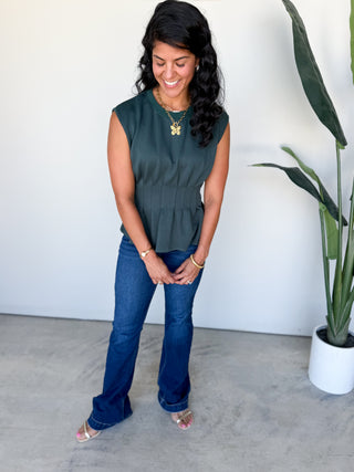 The Jianna Pleated Top (Forest)