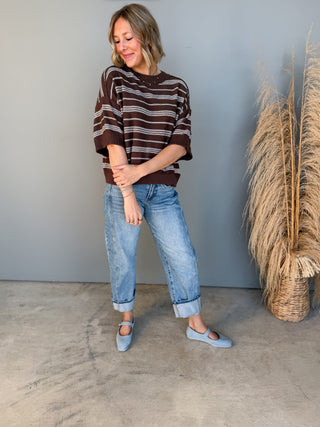 The Terry Striped Sweater (Brown)