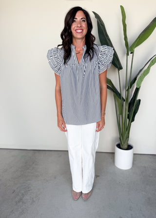 The Adelaide Striped Top (Black)