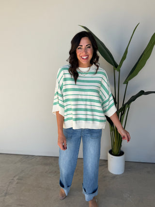 The Terry Striped Sweater (Green)