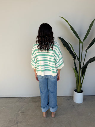 The Terry Striped Sweater (Green)