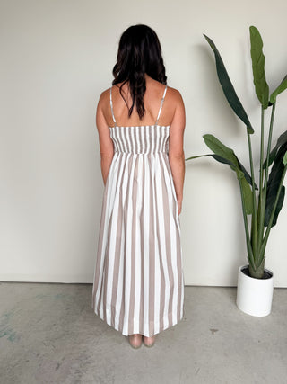 The Siena Striped Dress (Taupe)