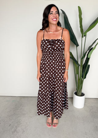 The Vivian Polkadot Dress (Brown)