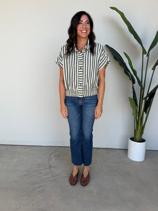 The Marielle Button Top (Olive)