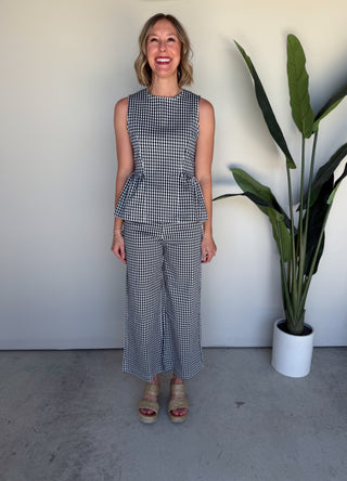 The Destin Gingham Top (Navy)