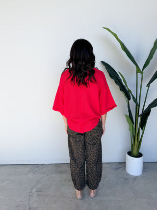 The Tavia Waffle Top (Red)
