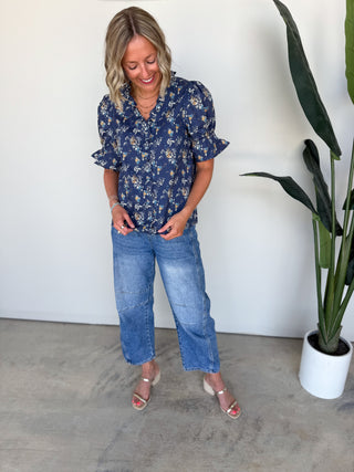 The Sylvie Floral Top (Blue)