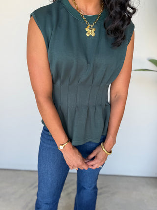 The Jianna Pleated Top (Forest)