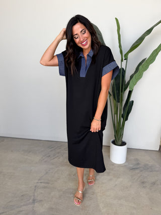 The Emery Stitch Dress (Black)