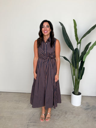 The Vera Tie Dress (Brown)