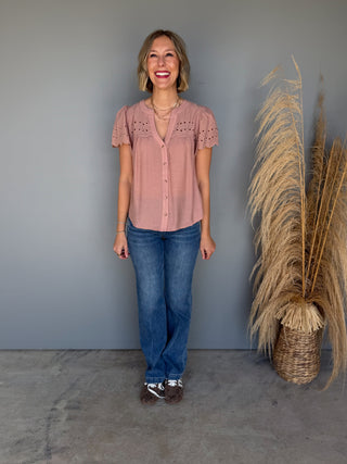 The Harper Eyelet Top (Blush)