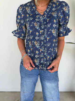 The Sylvie Floral Top (Blue)