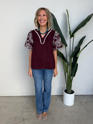 The Haven Stitch Top (Wine)