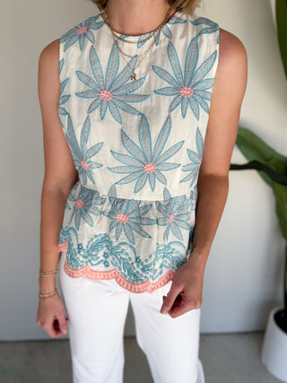 The Gardenia Embroidered Top (Blue)