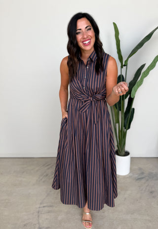 The Vera Tie Dress (Brown)