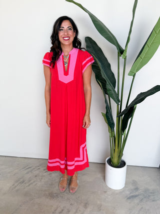 The Arbor Linen Dress (Red)
