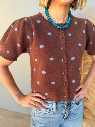 The Kim Polkadot Sweater (Brown)