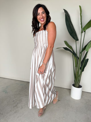 The Siena Striped Dress (Taupe)