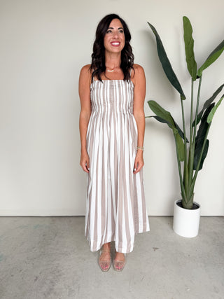 The Siena Striped Dress (Taupe)