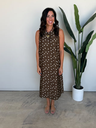 The Magda Polka Dot Dress (Brown)