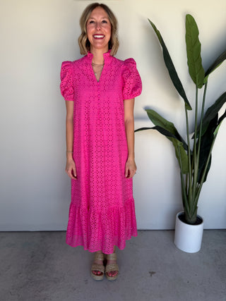 The Tariq Eyelet Dress (Pink)