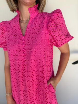 The Tariq Eyelet Dress (Pink)