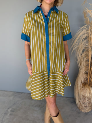 The Faye Button Dress (Olive)