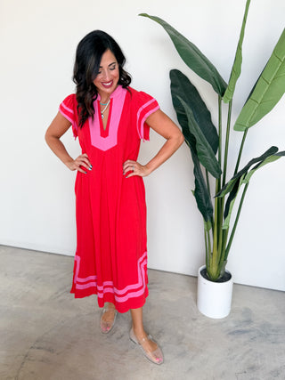 The Arbor Linen Dress (Red)