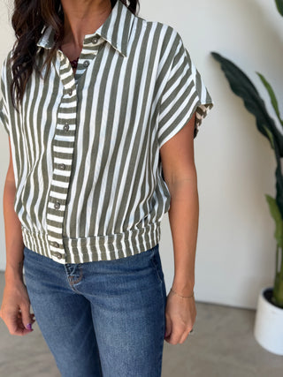 The Marielle Button Top (Olive)