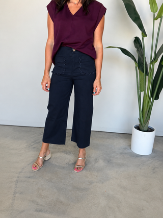 The Alma Scalloped Pants (Navy)