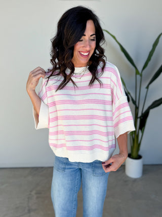 The Terry Striped Sweater (Pink)