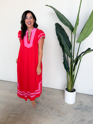 The Arbor Linen Dress (Red)