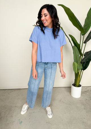 The Ashlyn Ribbed Top (Sky)