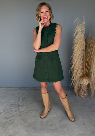 The Goldie Denim Dress (Forest)